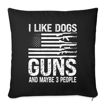Ich liebe Hunde und Waffen - Sofakissenbezug 45 x 45 cm - Schwarz - Vorne