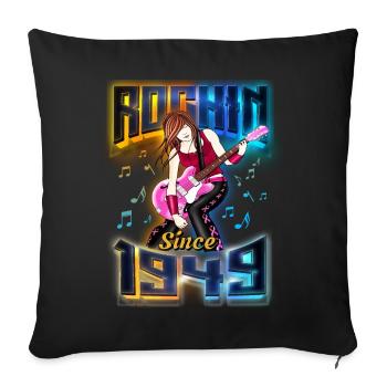 Rockin Since 1949 Rock Music Fan 73rd Birthday - Sofa pillowcase 17,3'' x 17,3'' (45 x 45 cm) - black - Front