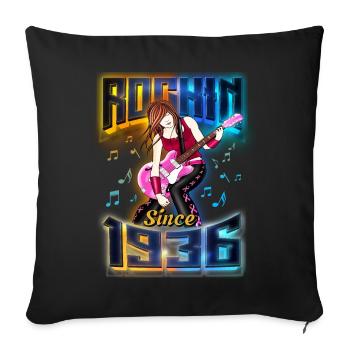 Rockin Since 1936 Rock Music Fan 86th Birthday - Sofa pillowcase 17,3'' x 17,3'' (45 x 45 cm) - black - Front