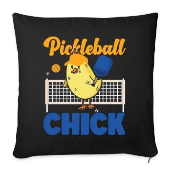 Pickleball Cute Chicken Girl - Sofakissenbezug 45 x 45 cm - Schwarz - Vorne
