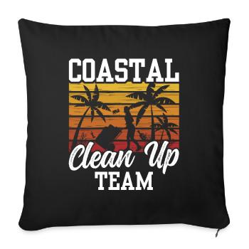 Équipe de nettoyage côtier Nettoyage de la plage - Housse de coussin décorative 45 x 45 cm - noir - Devant