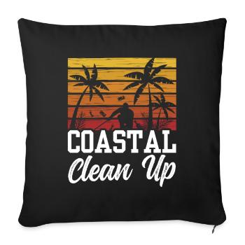 Coastal Cleanup Beach Clean Up Beach - Sofa pillowcase 17,3'' x 17,3'' (45 x 45 cm) - black - Front