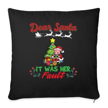 Cher Père Noël, c’était de sa faute si ses frères et sœurs correspondaient à Noël - Housse de coussin décorative 45 x 45 cm - noir - Devant