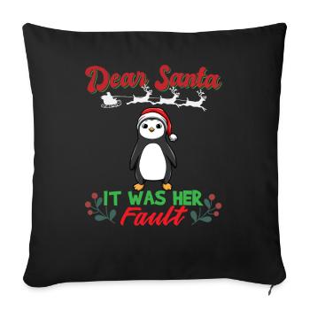 Cher Père Noël, c’était de sa faute si ses frères et sœurs correspondaient à Noël - Housse de coussin décorative 45 x 45 cm - noir - Devant