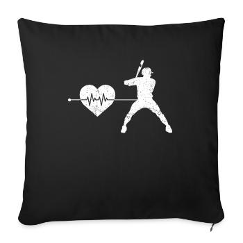 Battements de cœur de baseball - Housse de coussin décorative 45 x 45 cm - noir - Devant