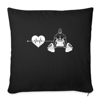 Rythme cardiaque de musculation - Housse de coussin décorative 45 x 45 cm - noir - Devant