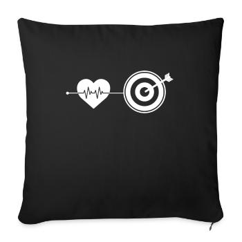Battements de cœur de fléchettes - Housse de coussin décorative 45 x 45 cm - noir - Devant