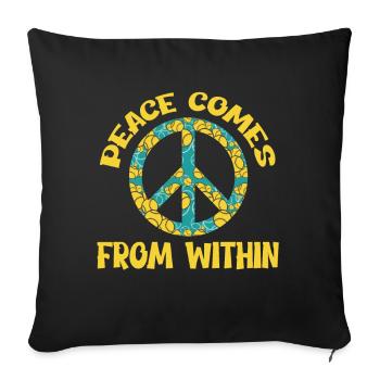 Trouvez votre paix Fleurs Hippie Bliss - Housse de coussin décorative 45 x 45 cm - noir - Devant