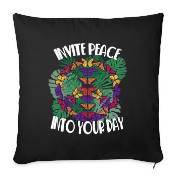Sei freundlich Frieden Hippie Liebe Freiheit und G - Sofakissenbezug 45 x 45 cm - Schwarz - Vorne