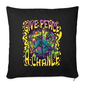 Paix Symbole de Paix Amour Liberté et Bonheur - Housse de coussin décorative 45 x 45 cm - noir - Devant