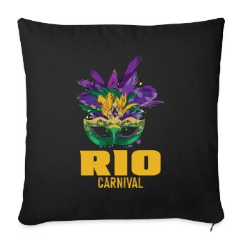 Masque de Carnaval Rio de Janeiro Célébration Brésil Karn - Housse de coussin décorative 45 x 45 cm - noir - Devant