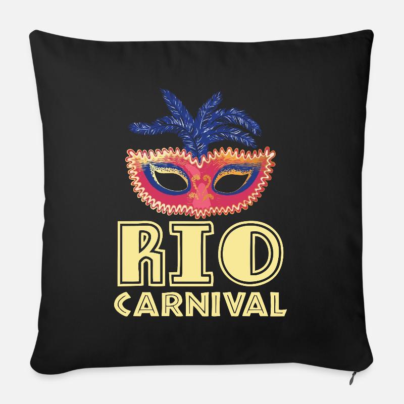 Carnaval de Rio de Janeiro Carnaval de Rio de Janeiro Masque Brasili - Housse de coussin décorative 45 x 45 cm - noir