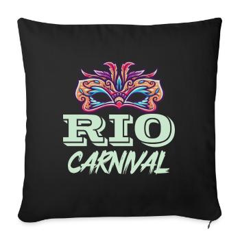 Carnaval Rio de Janeiro Brésil Carnaval Masque F - Housse de coussin décorative 45 x 45 cm - noir - Devant