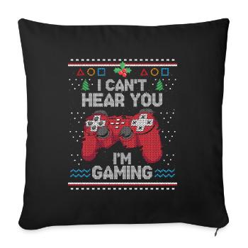 Je ne peux pas vous entendre dans le jeu de Noël - Housse de coussin décorative 45 x 45 cm - noir - Devant