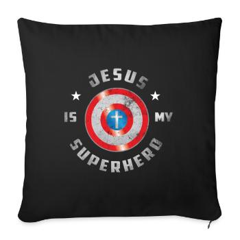 Jésus est mon super-héros - Housse de coussin décorative 45 x 45 cm - noir - Devant