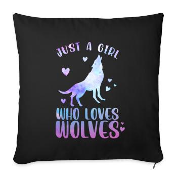 Juste une fille qui aime les loups - Housse de coussin décorative 45 x 45 cm - noir - Devant