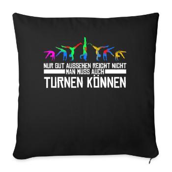 Turnen Turnerin Gymnastik - Sofakissenbezug 45 x 45 cm - Schwarz - Vorne