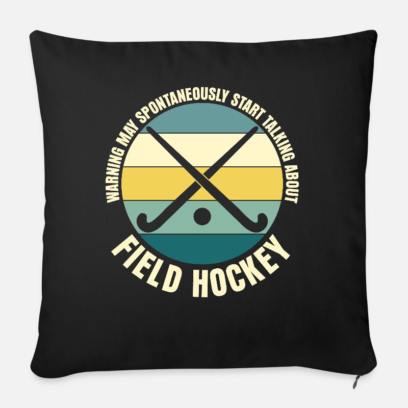 Bâton de hockey sur gazon rétro - Housse de coussin décorative 45 x 45 cm - noir