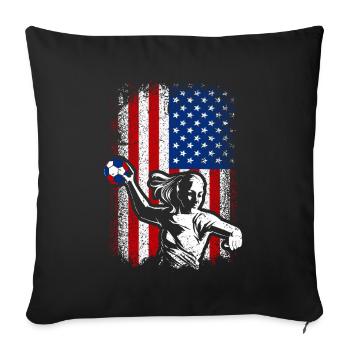 USA American flag handball 4th of july - Sofa pillowcase 17,3'' x 17,3'' (45 x 45 cm) - black - Front