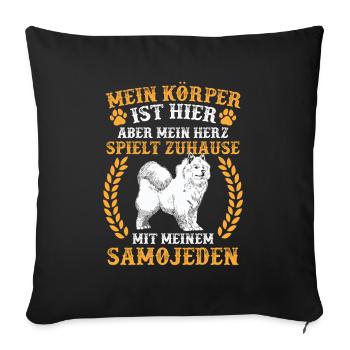 Samojede spielt zuhause Samojedenspitz - Sofakissenbezug 45 x 45 cm - Schwarz - Vorne