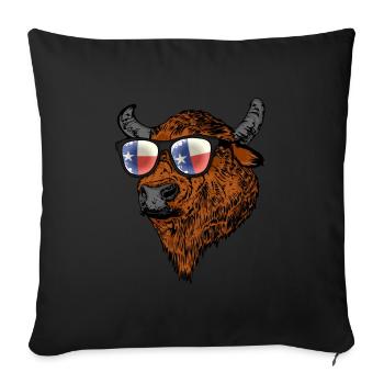 Büffel USA Texas Geschenk Flagge Texas - Sofakissenbezug 45 x 45 cm - Schwarz - Vorne