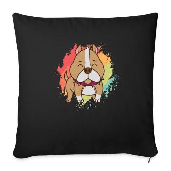 Pit Bull Comic Dessin Chien Pet - Housse de coussin décorative 45 x 45 cm - noir - Devant
