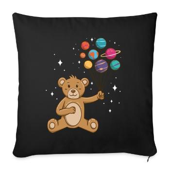 Teddy Bear Planet Balloons Astronaut - Sofa pillowcase 17,3'' x 17,3'' (45 x 45 cm) - black - Front