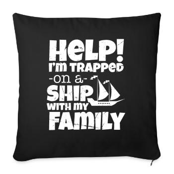 Bateau En Famille Croisière Humour - Housse de coussin décorative 45 x 45 cm - noir - Devant