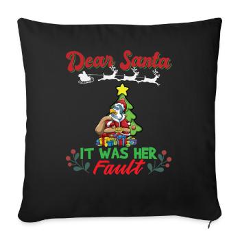 Cher Père Noël, c’était de sa faute si ses frères et sœurs correspondaient à Noël - Housse de coussin décorative 45 x 45 cm - noir - Devant