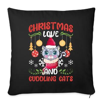 Cat Cuddle Animal Love Christmas, Love Cats - Sofa pillowcase 17,3'' x 17,3'' (45 x 45 cm) - black - Front