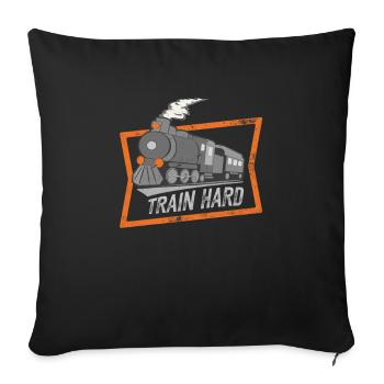 Locomotive à vapeur locomotive à vapeur passionné de chemin de fer amoureux - Housse de coussin décorative 45 x 45 cm - noir - Devant