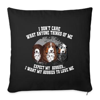Berger australien amoureux chien maman papa australien - Housse de coussin décorative 45 x 45 cm - noir - Devant