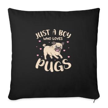 Carlin Chien Chien Ami Pet Pug Pug Pug Cadeau - Housse de coussin décorative 45 x 45 cm - noir - Devant