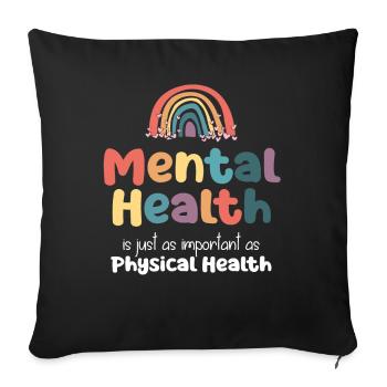 Mental Health Regenbogen - Sofakissenbezug 45 x 45 cm - Schwarz - Vorne