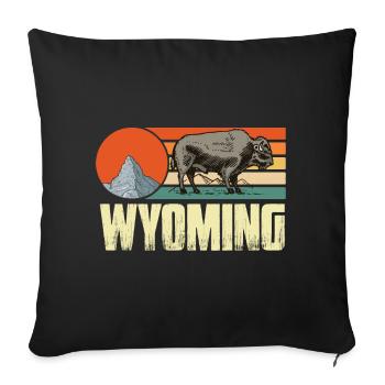 Wyoming Vintage Buffalo Nature Randonnée Mountain Souvenir - Housse de coussin décorative 45 x 45 cm - noir - Devant
