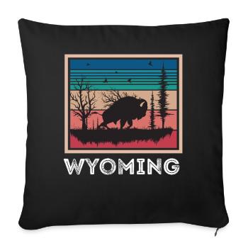 Randonnée Buffalo Nature Wyoming Souvenir Mountain Hike - Housse de coussin décorative 45 x 45 cm - noir - Devant