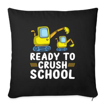Ready To Crush School Excavator - Sofa pillowcase 17,3'' x 17,3'' (45 x 45 cm) - black - Front