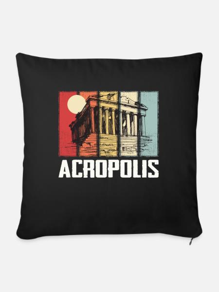 Parthénon Acropole Athènes Grèce Grèce - Housse de coussin décorative 45 x 45 cm - noir