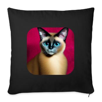 Siamese cat - Sofa pillowcase 17,3'' x 17,3'' (45 x 45 cm) - black - Front