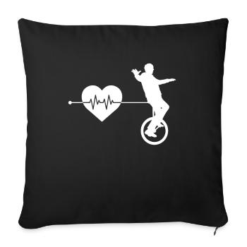 Unicycle heartbeat - Sofa pillowcase 17,3'' x 17,3'' (45 x 45 cm) - black - Front