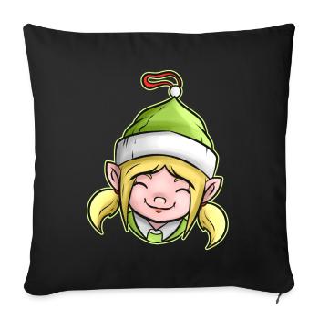 Kawaii Xmas Christmas Tree Ball Globe Female Elf - Sofa pillowcase 17,3'' x 17,3'' (45 x 45 cm) - black - Front