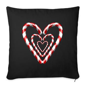 Les cannes à sucre forment des cœurs pour Noël - Housse de coussin décorative 45 x 45 cm - noir - Devant