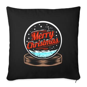 Snow Globe Merry Christmas - Sofakissenbezug 45 x 45 cm - Schwarz - Vorne