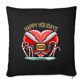 Heart In Santas Dress Sugar Cane Christmas - Sofa pillowcase 17,3'' x 17,3'' (45 x 45 cm) - black - Front