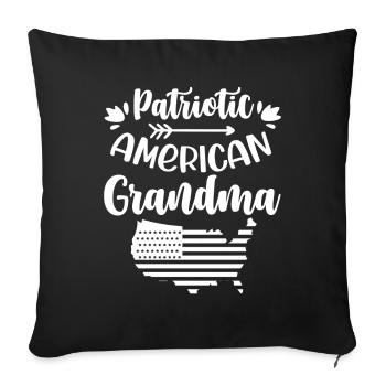 Grand-mère américaine patriotique US Patriot - Housse de coussin décorative 45 x 45 cm - noir - Devant
