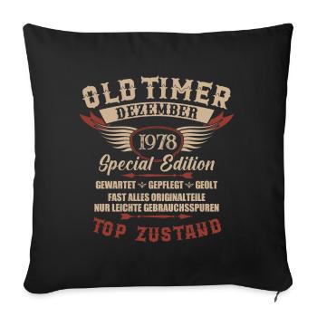 Oldtimer Dezember 1978 Jahrgang Geburtstag - Sofakissenbezug 45 x 45 cm - Schwarz - Vorne