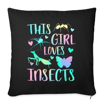 Cette fille aime les insectes - Housse de coussin décorative 45 x 45 cm - noir - Devant