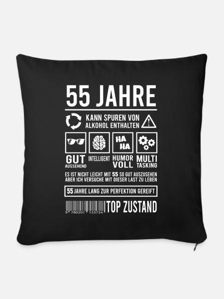 55. Geburtstag Männer Frauen Lustig 55 Jahre - Sofakissenbezug 45 x 45 cm - Schwarz