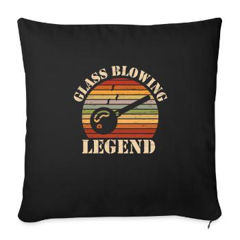 Légende du soufflage de verre Traitement du verre Verre vintage - Housse de coussin décorative 45 x 45 cm - noir - Devant