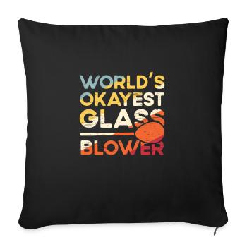Soufflage de verre Le meilleur verre du monde - Housse de coussin décorative 45 x 45 cm - noir - Devant